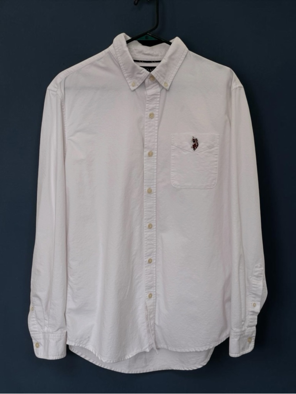 US Polo Assn Shirt White Button Down Long Sleeve Shirt 100% Cotton Mens M